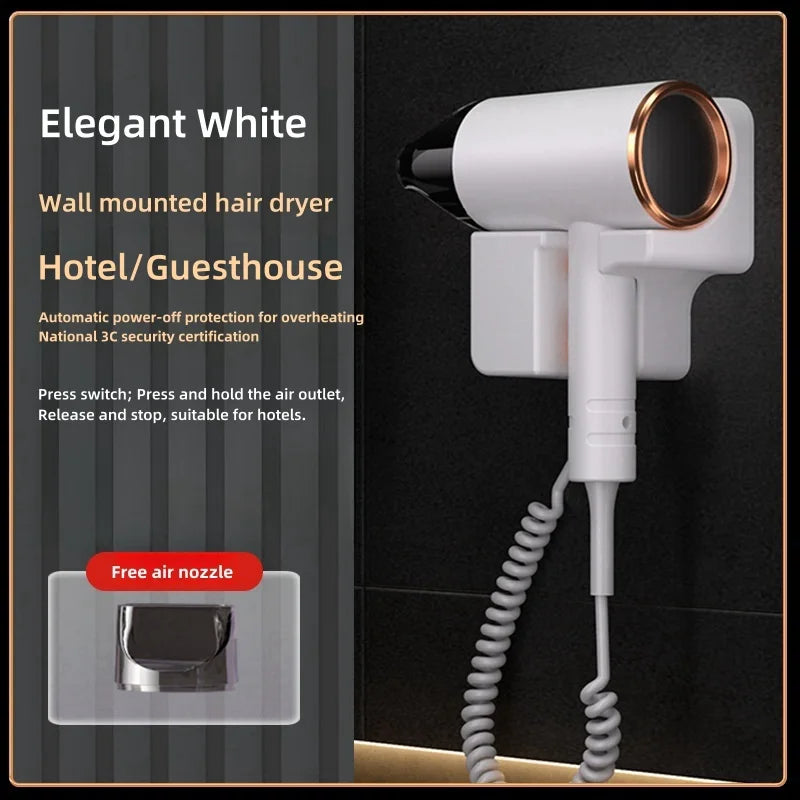 220V Hotel Hair Dryer Wall Mounted High Power Non Punching Blue Light Hair Protection Hair Dryer Automatic Power Off 2024 Peaceful Pleasures Health and Wellness