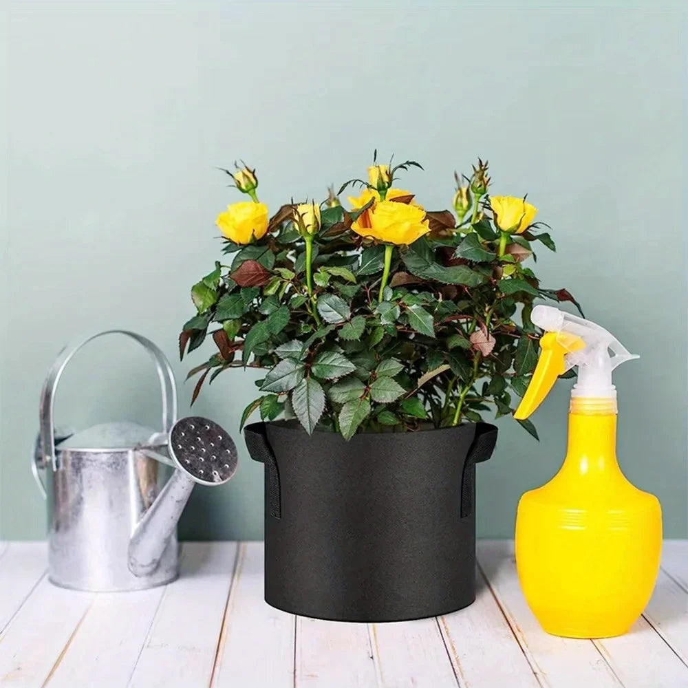 5-Pack Grow Bags/Aeration Fabric Pots with Handles(Available Capacities: 3 Gallon，4 Gallon, 5 Gallon, 7 Gallon, 30 Gallon) Peaceful Pleasures Health and Wellness