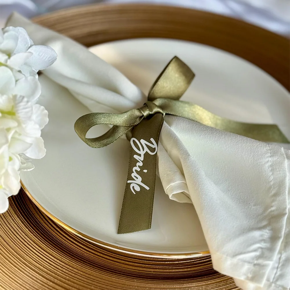 Custom Ribbon Ties Place Cards & Wedding Favour Tags – 5pcs Wedding Favour Tags Peaceful Pleasures Health and Wellness