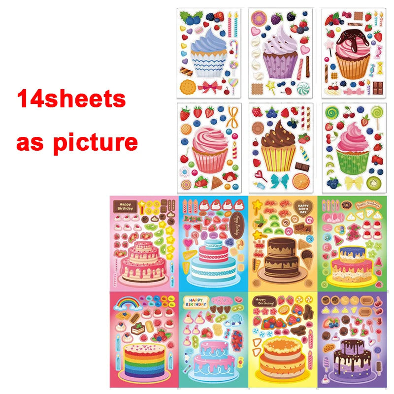 Creative Cupcake Make Face Stickers Sheets Kids Children Toddlers