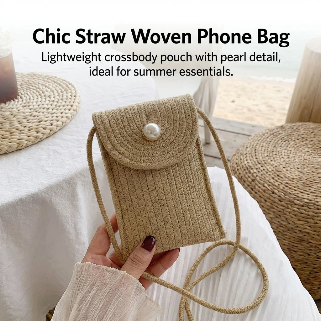 Mini Phone Bag Woven Design Lightweight Crossbody Summer Casual Shoulder Bag with Adjustable Strap Peaceful Pleasures Health and Wellness