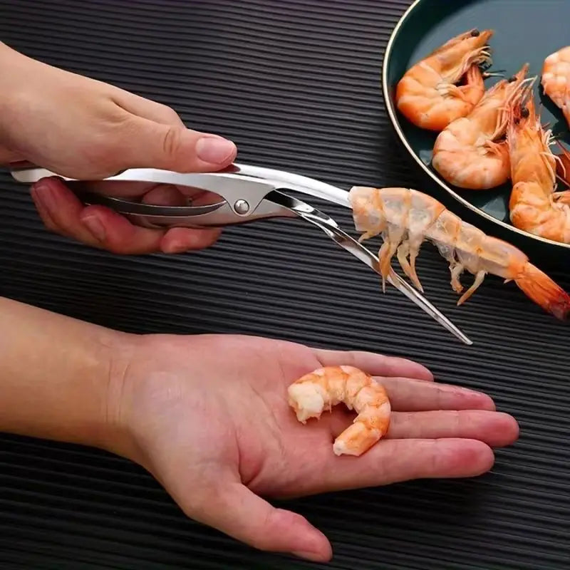 Hot Stainless Steel Shrimp Deveined Device - Ergonomic Fishbone Design，Easy Shell Removal，Kitchen Seafood Preparation Gadget Hot Peaceful Pleasures Health and Wellness