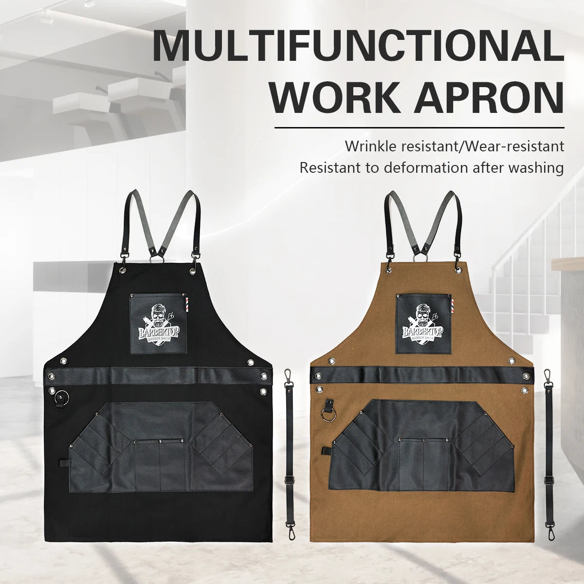 PU Leather Hairdressing Shawl Apron, Waterproof Stain Resistant Multi-Pocket Barber Work Cape For Hair Salon Chef Catering Use Peaceful Pleasures Health and Wellness