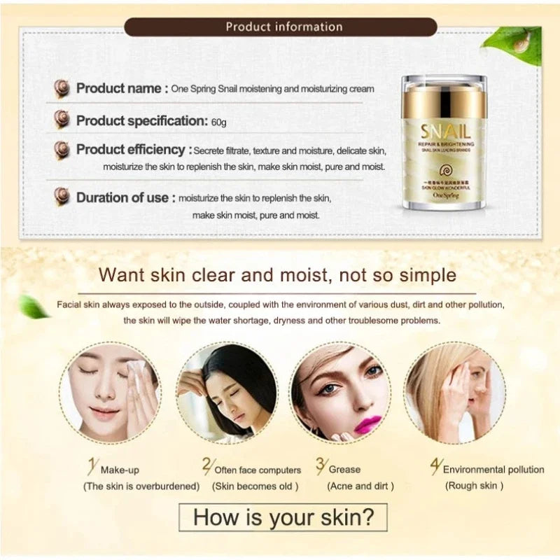Skincare Set Snail Collagen Cream Anti Aging Whiten Skin Face Cream Fade Dark Eye Circles Remove Eye Bags Eye Serum Peaceful Pleasures Health and Wellness
