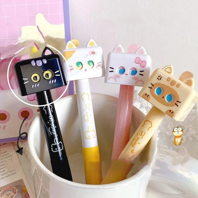 Cute Cat Gel Pens 0.5mm Black Ink | School & Office Pack