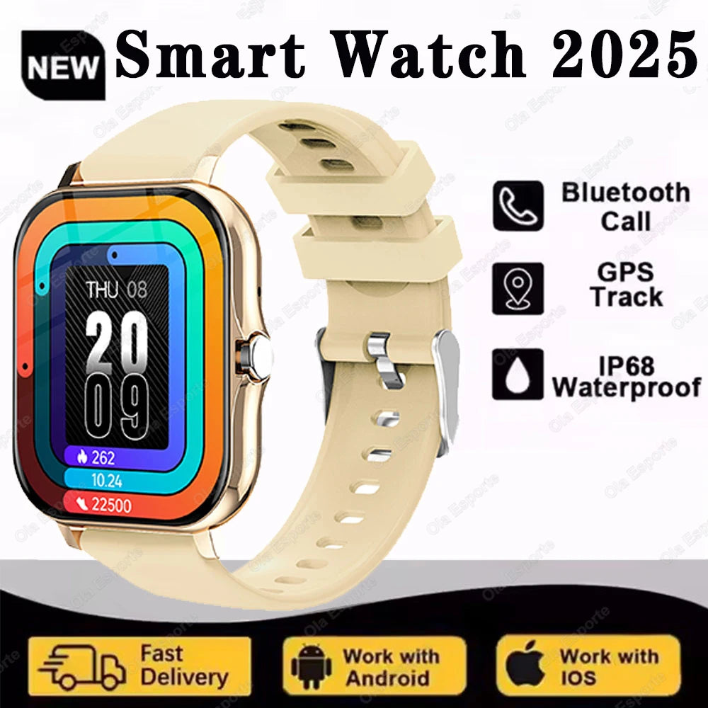 2.01'' Waterproof Smart Watch with Message Answer Call Sleep Monitoring Sports Pedometer Information Alerts For iPhone Android Peaceful Pleasures Health and Wellness Gold