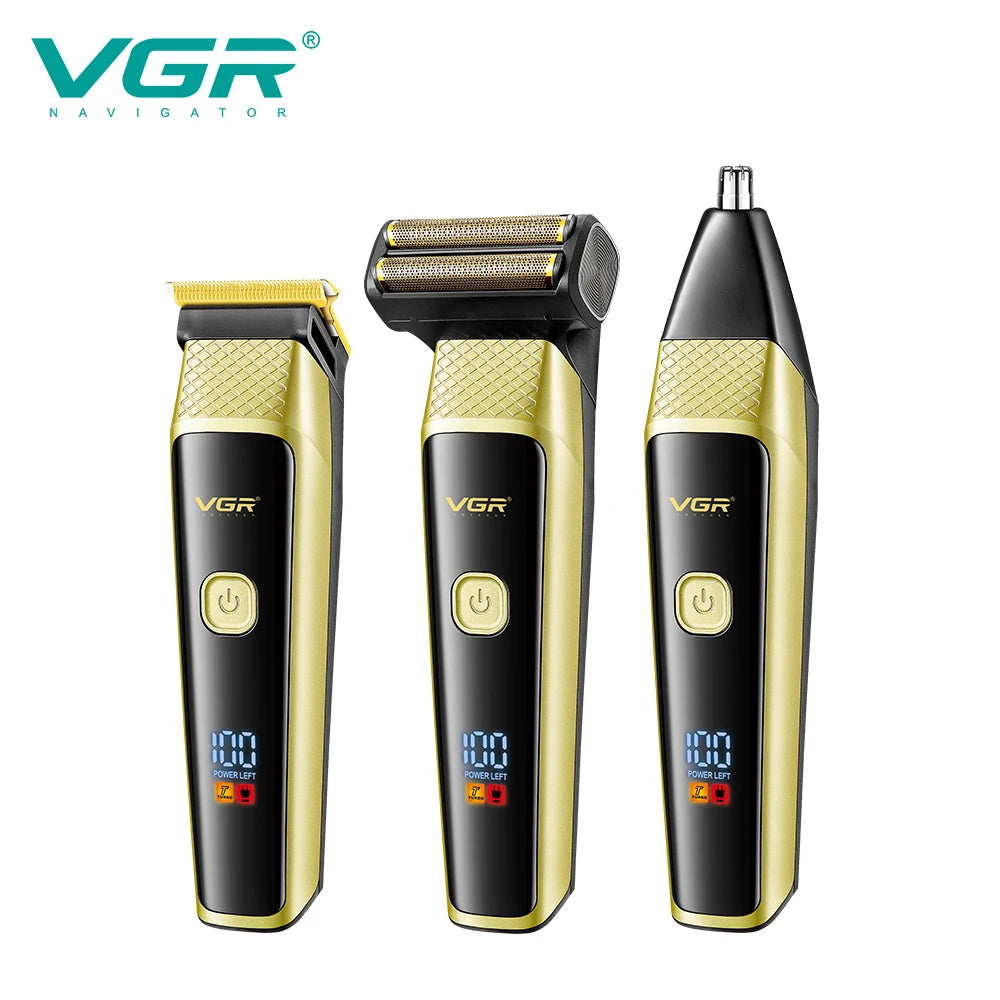 VGR 3-in-1 Hair Trimming Set Electric Hair Clipper Nose Hair Trimmer Men's Shaver Cleaning and Hair Removal Machine V-366 Peaceful Pleasures Health and Wellness