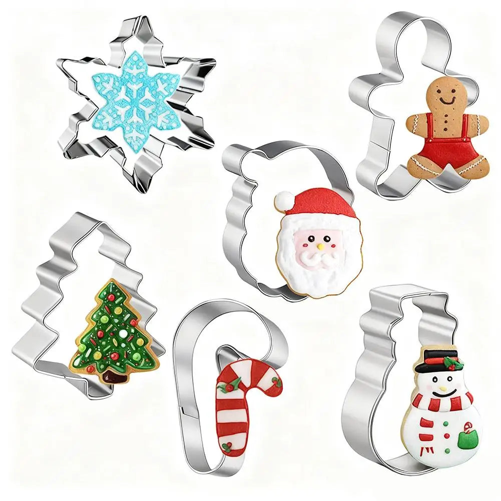 6-Piece Christmas Cookie Cutter Set | Stainless Steel Holiday Shapes Cookie Cutter Set Peaceful Pleasures Health and Wellness A