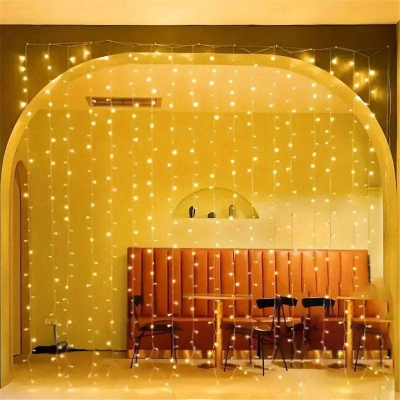 LED Curtain Fairy String Lights with Remote – Warm White