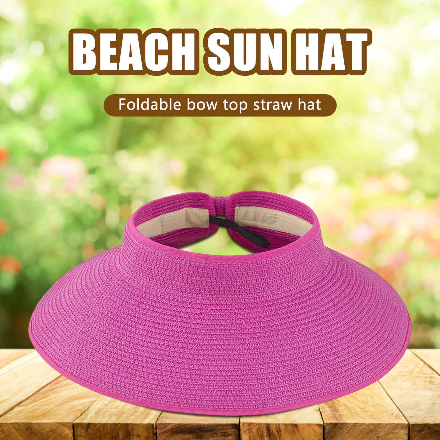 Women's Foldable Wide Brim Straw Sun Hat – UV Protection