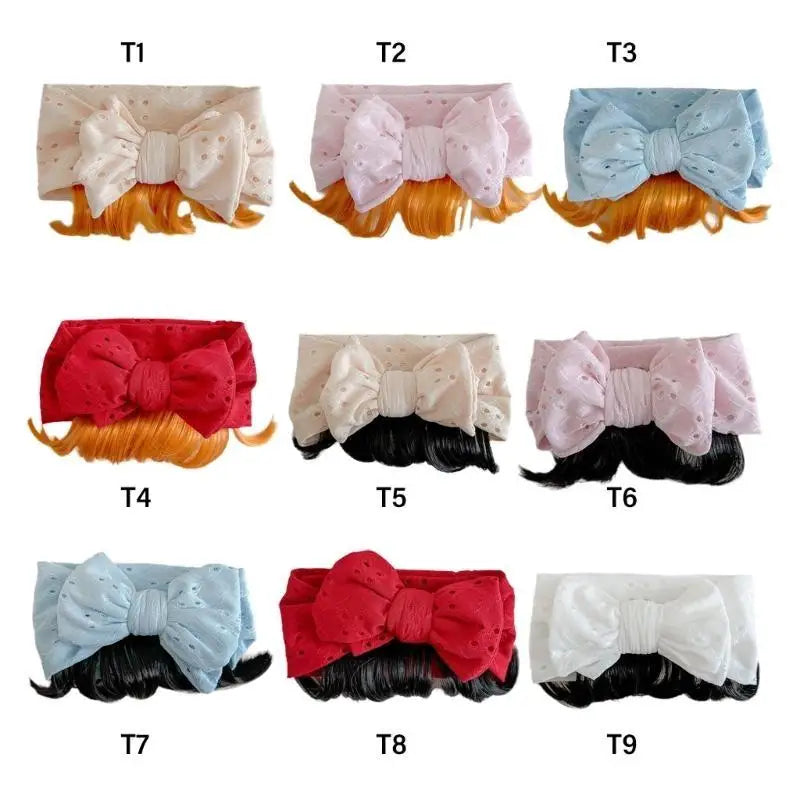 Infant Bowknot Headband with Faux Bangs | Baby Girls Hairband