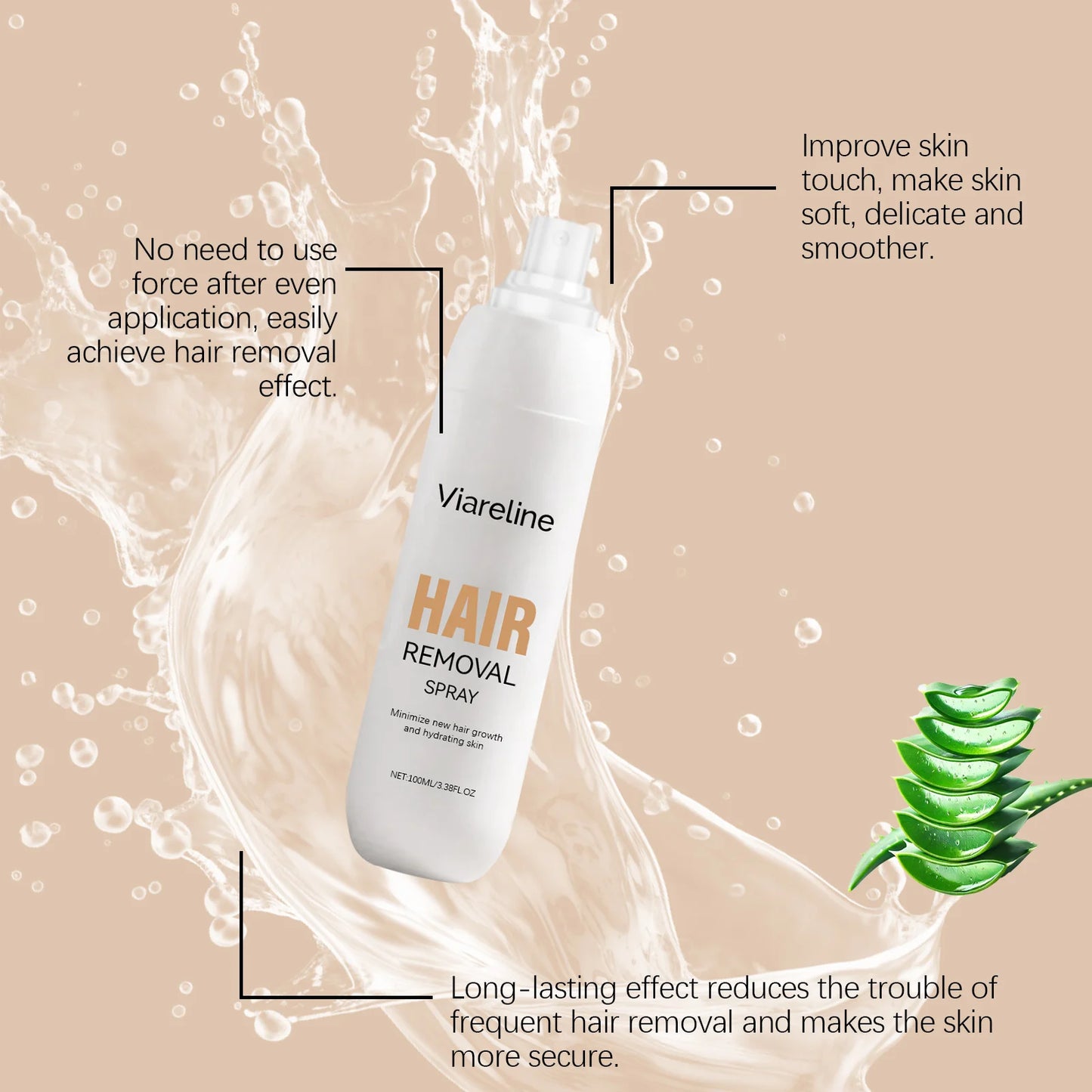 Painless Hair Removal Spray Full-Body Hair Growth Inhibition Soothing Redness Smoothing Soft Hydrating Gentle Hair Removal Spray Peaceful Pleasures Health and Wellness