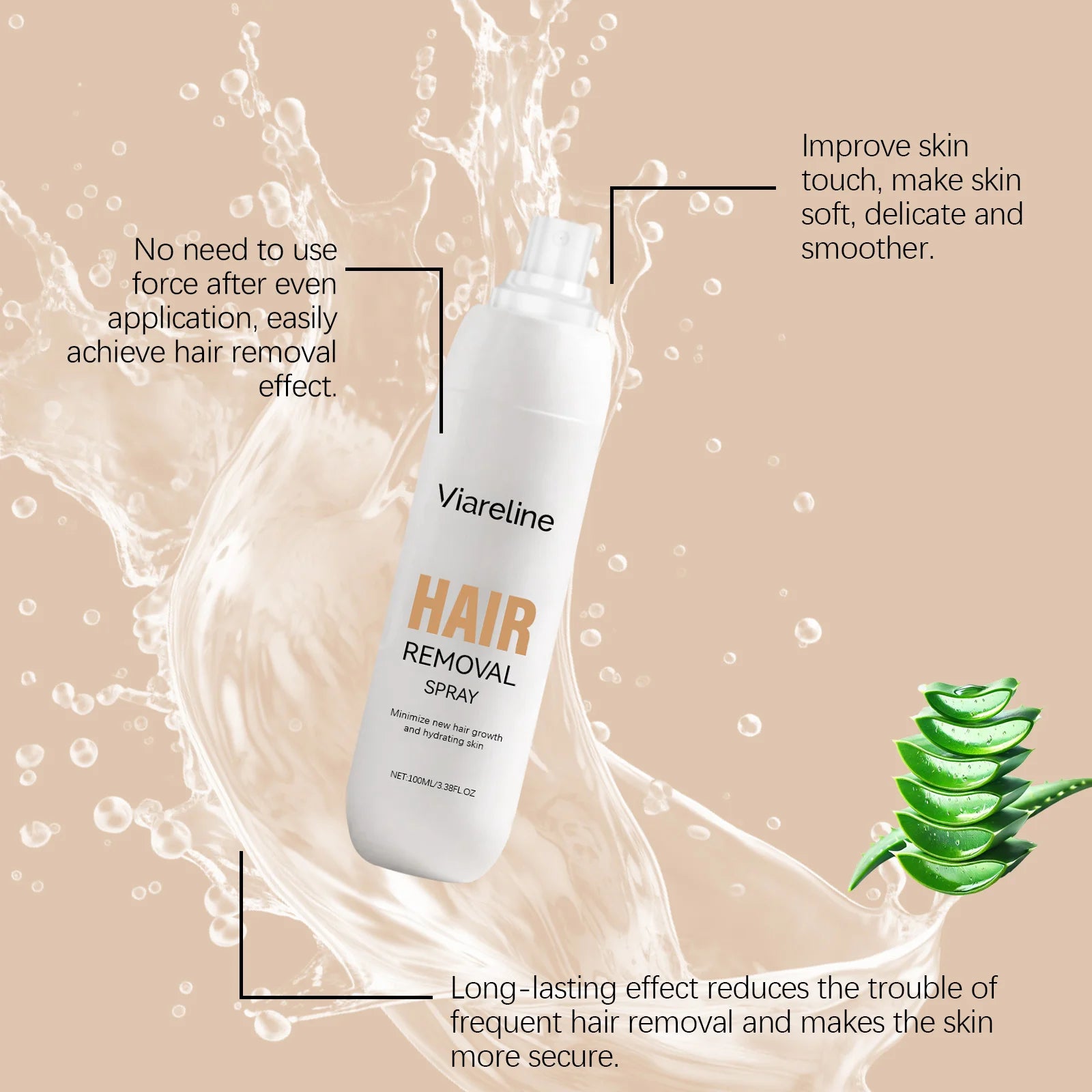 Painless Hair Removal Spray Full-Body Hair Growth Inhibition Soothing Redness Smoothing Soft Hydrating Gentle Hair Removal Spray Peaceful Pleasures Health and Wellness
