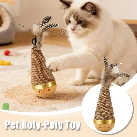 Cat Roly Poly Feather Tumbler Toy – Interactive Indoor Play Interactive Cat Toy Peaceful Pleasures Health and Wellness