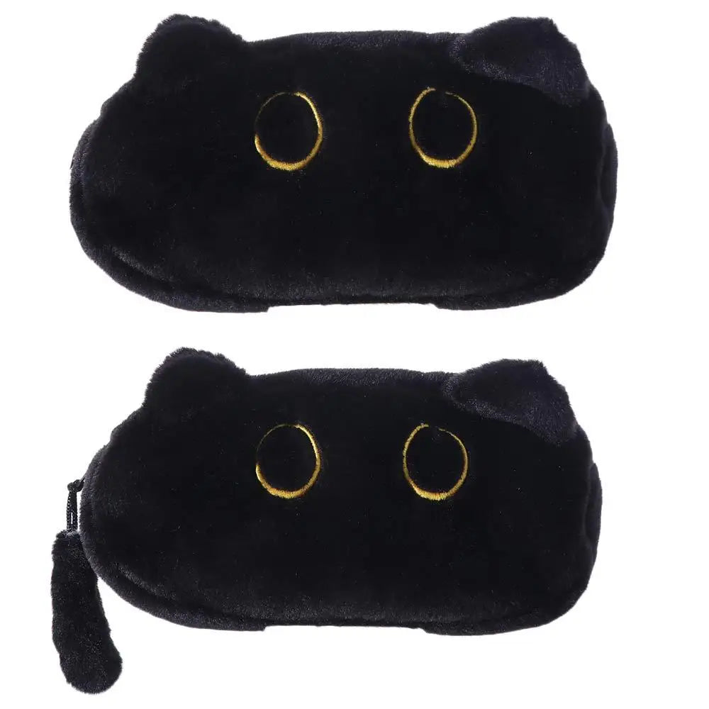 Animal Cat Pencil Case Large Capacity Zipper Closure Black Cat Pen Bag Cute Design Soft Touch Stationery Storage Bag Peaceful Pleasures Health and Wellness