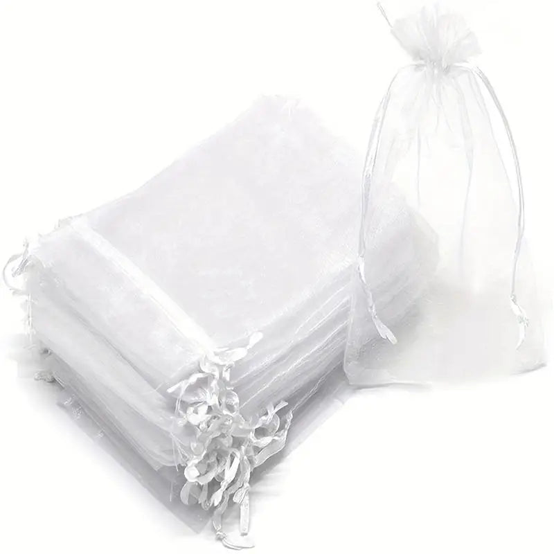 50/100Pcs/Pack White Fruit Protection Bags Organza Reusable Drawstring Pocket Garden Fruit Mesh Bag Peaceful Pleasures Health and Wellness