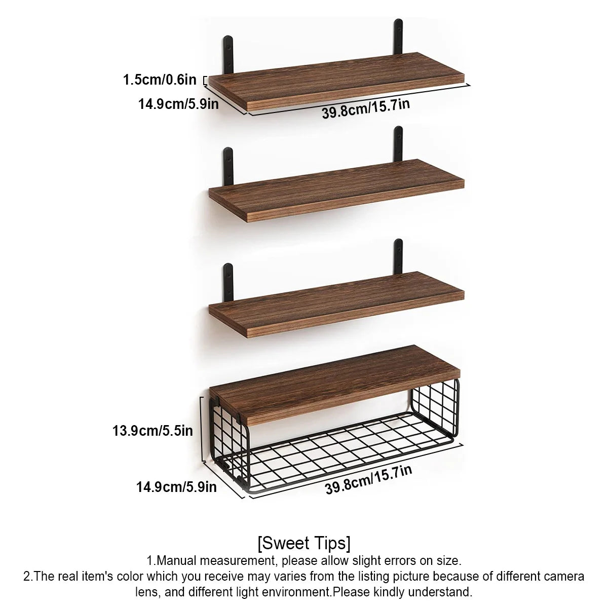 Bathroom Shelves Over Toilet with Storage Basket, Floating Wall Shelf for Home Organization & Wall Decor, Bathroom/Kitchen Peaceful Pleasures Health and Wellness