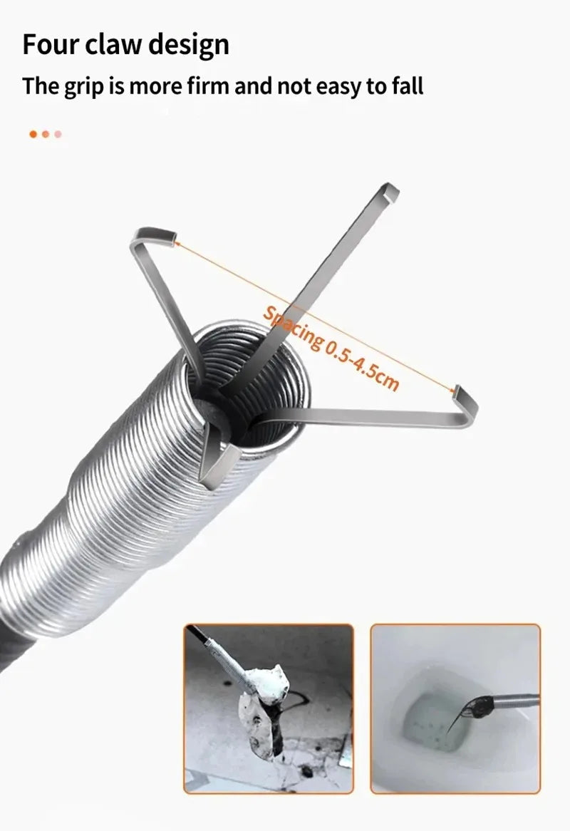 4-Claw Flexible Drain Snake | Hair Catcher & Pipe Dredger