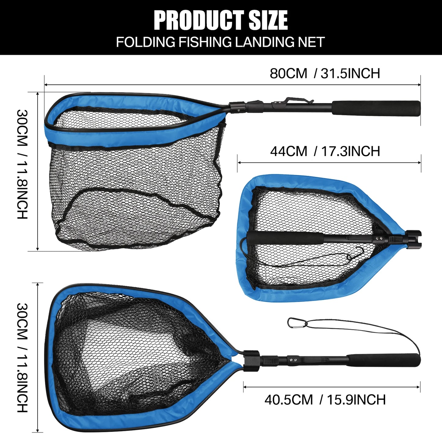 Telescoping Fishing Landing Net – Aluminum Alloy, Folds to 55cm