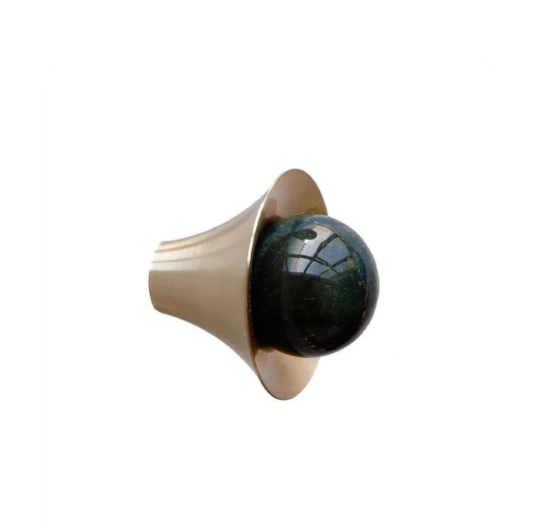 Pink Crystal & Solid Brass Cabinet Knobs | Natural Stone Handles