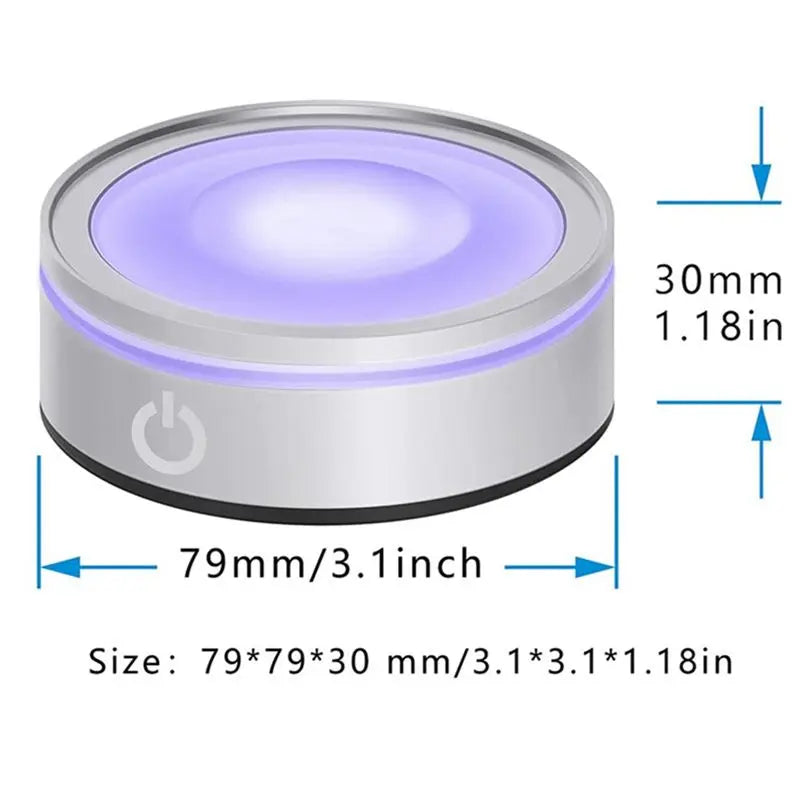A36T-6X LED Light Base With Sensitive Touch Round Colorful Stand Display For 3D Crystal Glass Art Photo Frame Silver Concave Peaceful Pleasures Health and Wellness