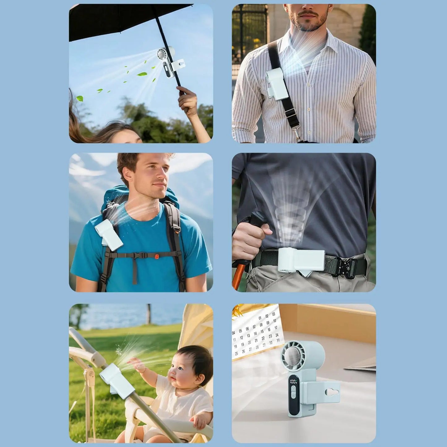 Portable Clip-On Fan with LED Display | 100-Speed Personal Fan