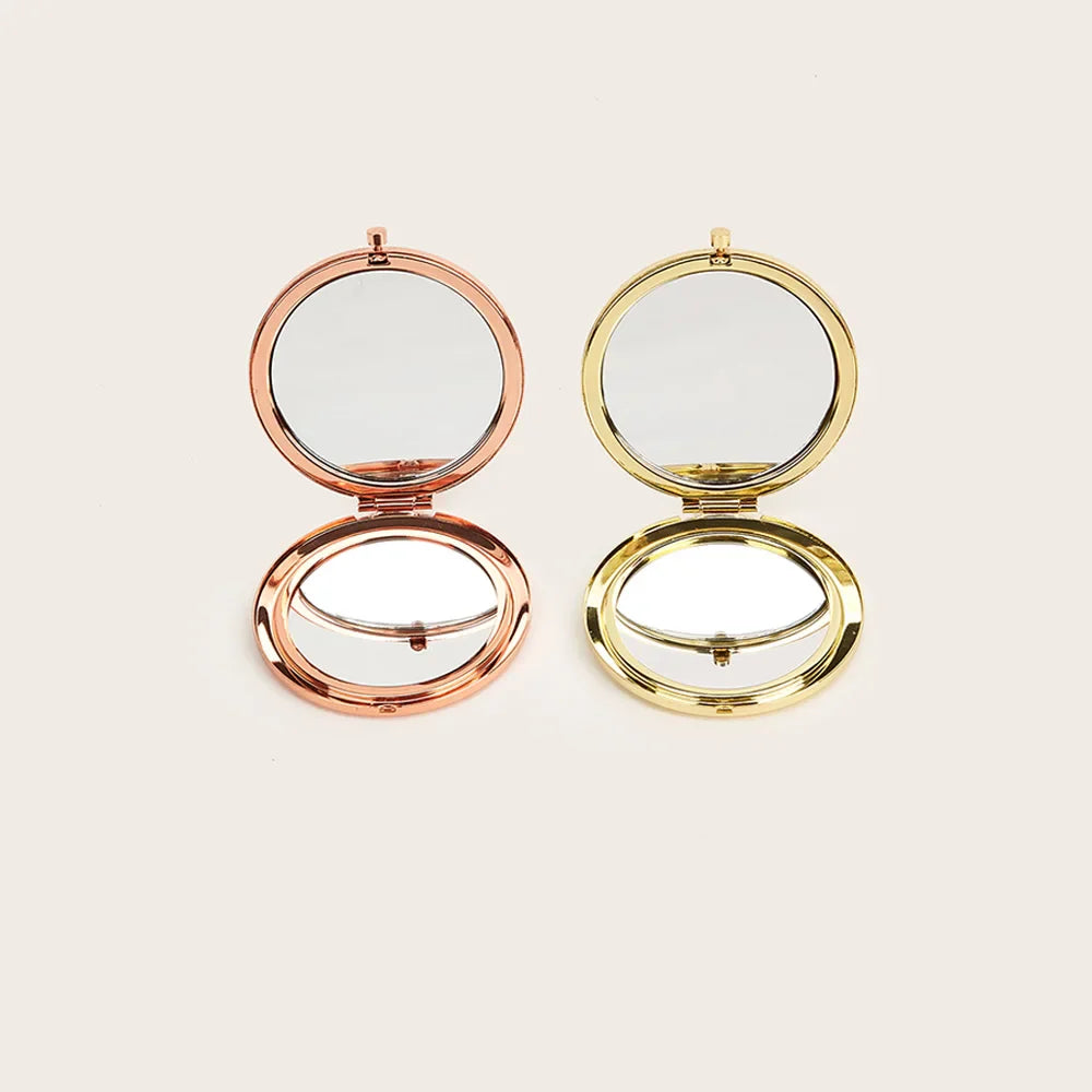 Double-Sided Folding Compact Makeup Mirror with Magnifier