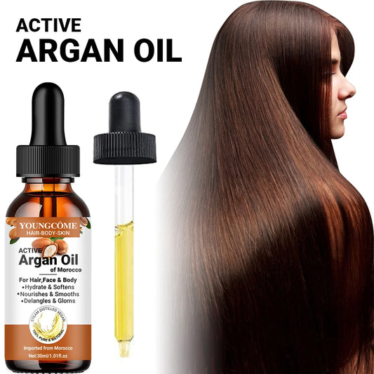 Morocco Argan Hair Oil Care Essence Nourishing Moisturizer Brightening Smooth Repair Improve Split Hair Firming Lifting Skincare Peaceful Pleasures Health and Wellness