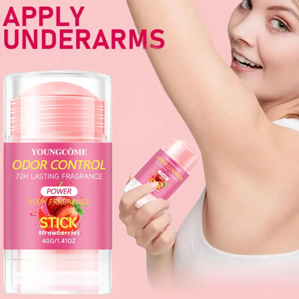 YOUNGCOME Strawberry Deodorant – 72H Aluminum-Free for Women
