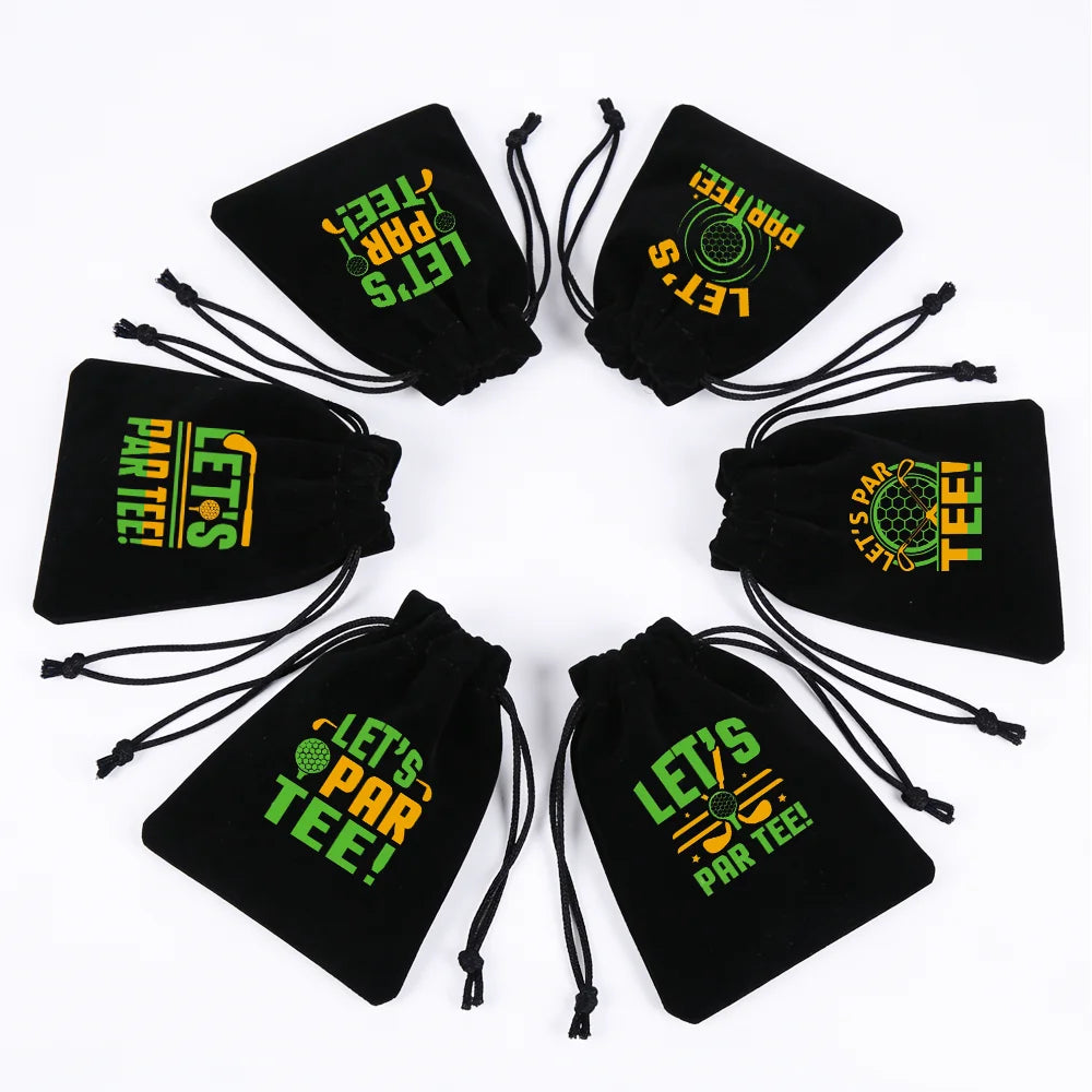 5-Pack Golf Velvet Drawstring Gift Bags 5x7" | Party Favors