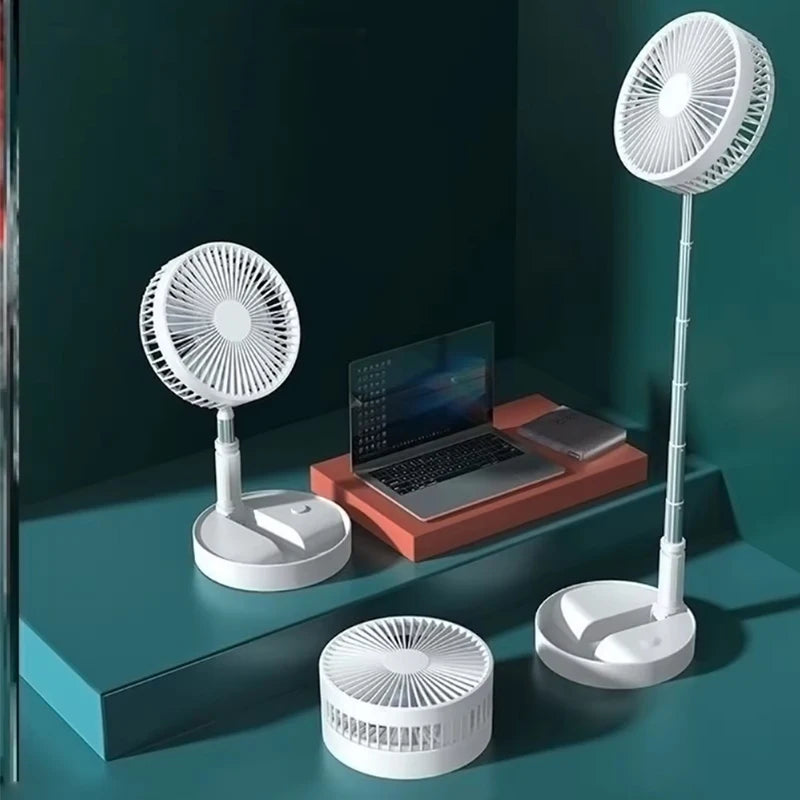 Outdoor Camping USB Charging Desk Fan Portable Rechargeable Fan 4 Speeds Silent Table Home Office Mini Fans Adjustment Height Peaceful Pleasures Health and Wellness