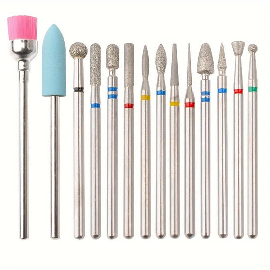 14Pcs/Set Various Nail Polishing Head Sets Electric Nail Drills Nail File Tools for Removing Dead Skin and Polishing Nails Peaceful Pleasures Health and Wellness