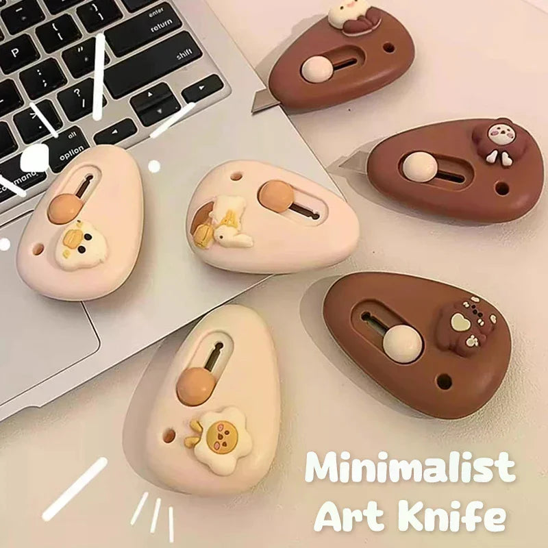 Cute Pebble Mini Art Knife – Portable Paper Cutter for School