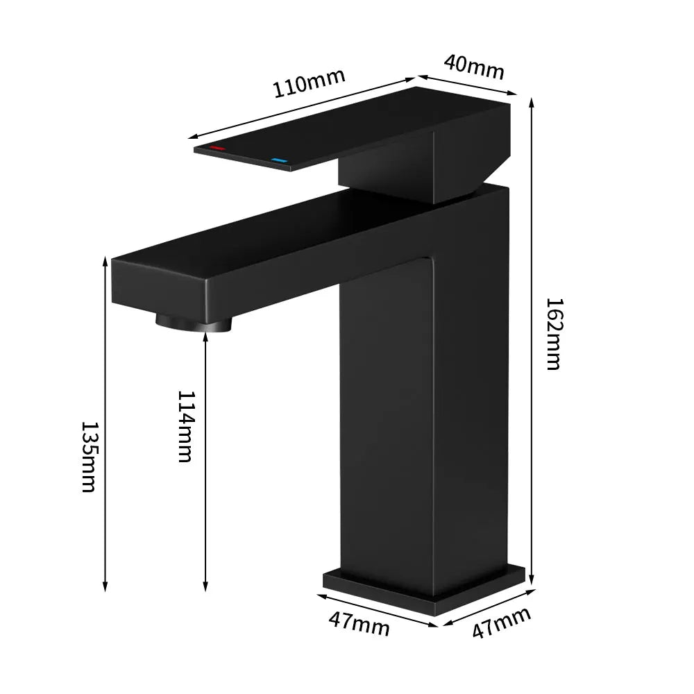 304 Stainless Steel Square Basin Faucet | Single Handle Hot & Cold