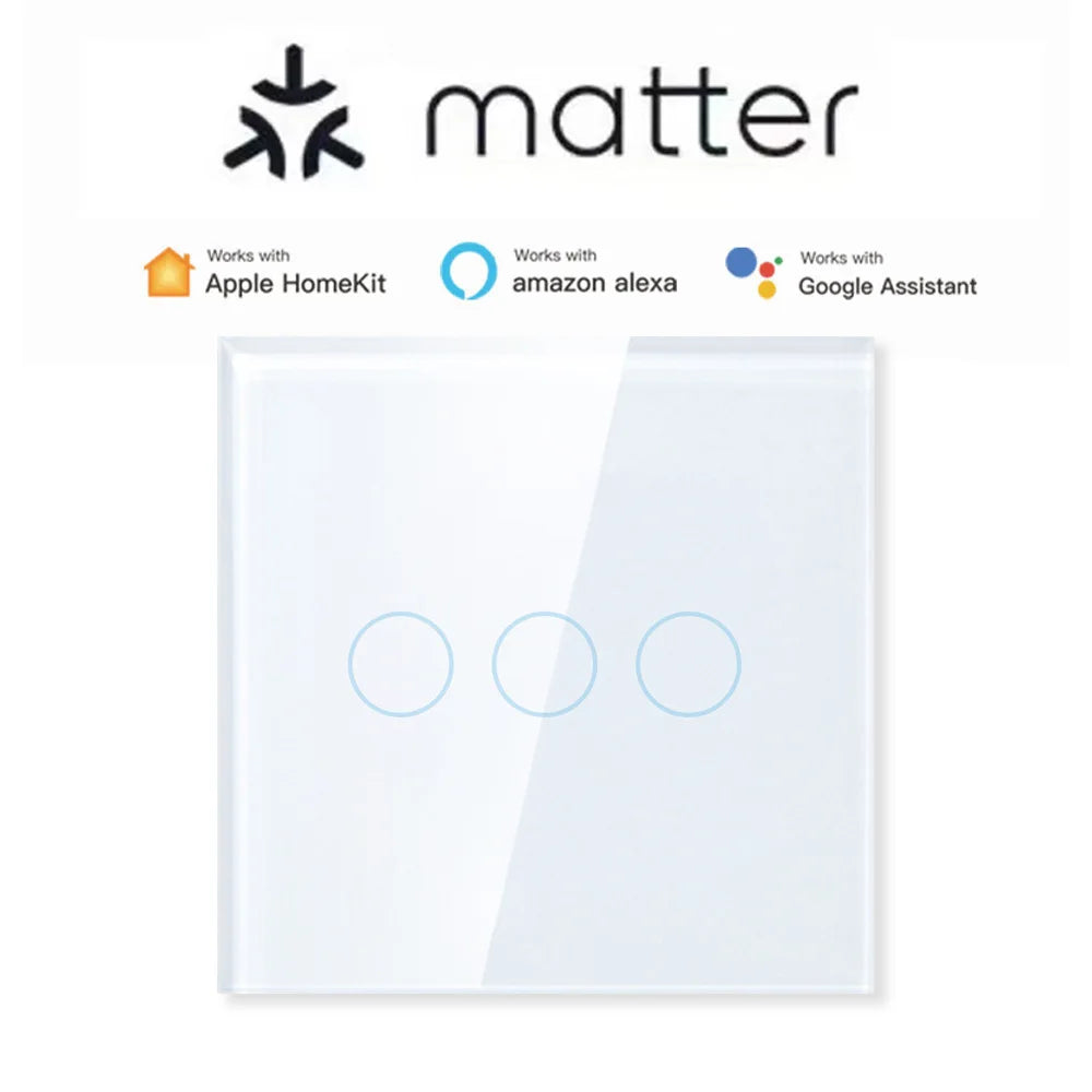Matter Smart Wifi Wall Touch Switch No Neutral Wire Required Wireless Remote Control EU Switch For HomeKit Alexa Google Assistan Peaceful Pleasures Health and Wellness