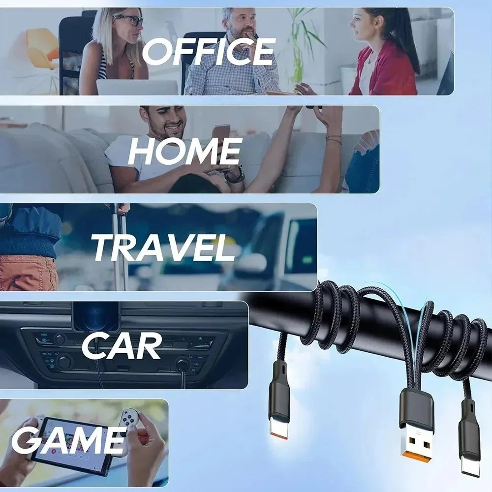 5A 2-in-1 Fast Charging Cable USB to Type-C & Micro USB 1.2m