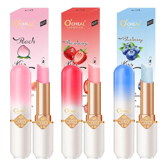 OCHEAL Color Changing Lipstick Fruit Lip Balm Moisturizing Waterproof Long Lasting Moisturizing Lip Balm Temperature Changing Peaceful Pleasures Health and Wellness