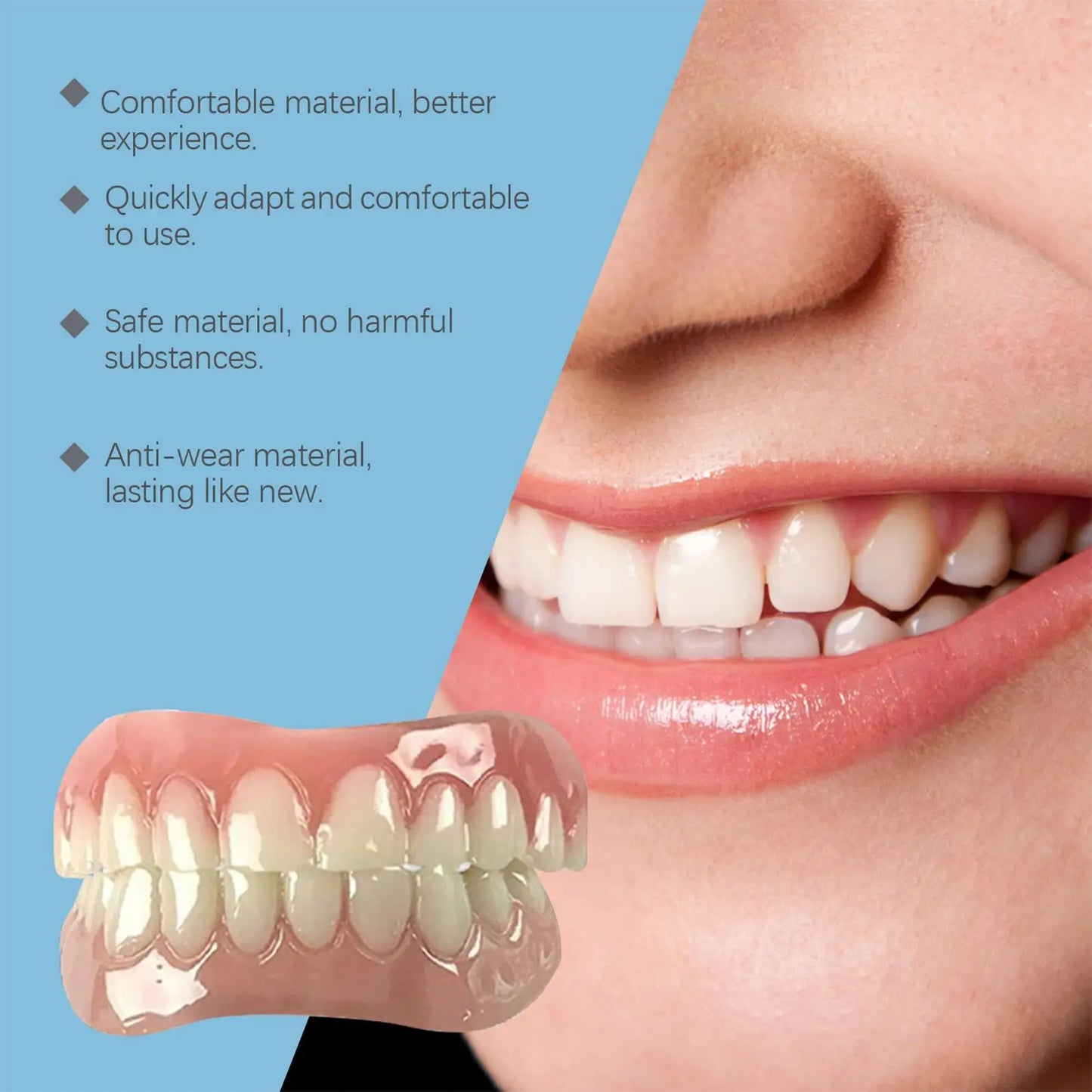 Silicone Denture Kit – Soft Flexible Upper & Lower Teeth Set