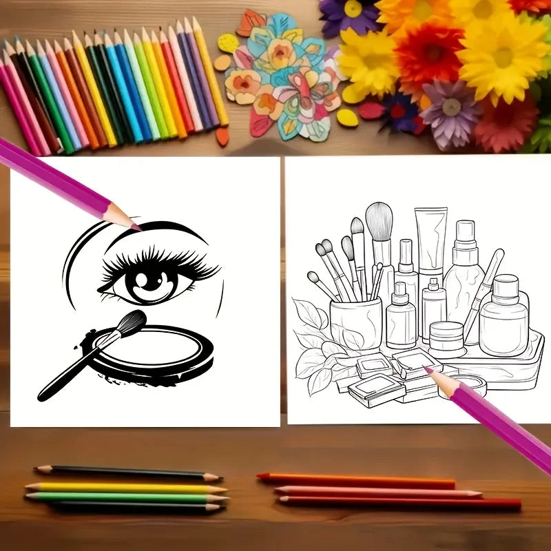 Glow Cosmetics Bold Easy Coloring Book Adult Teen Makeup Theme
