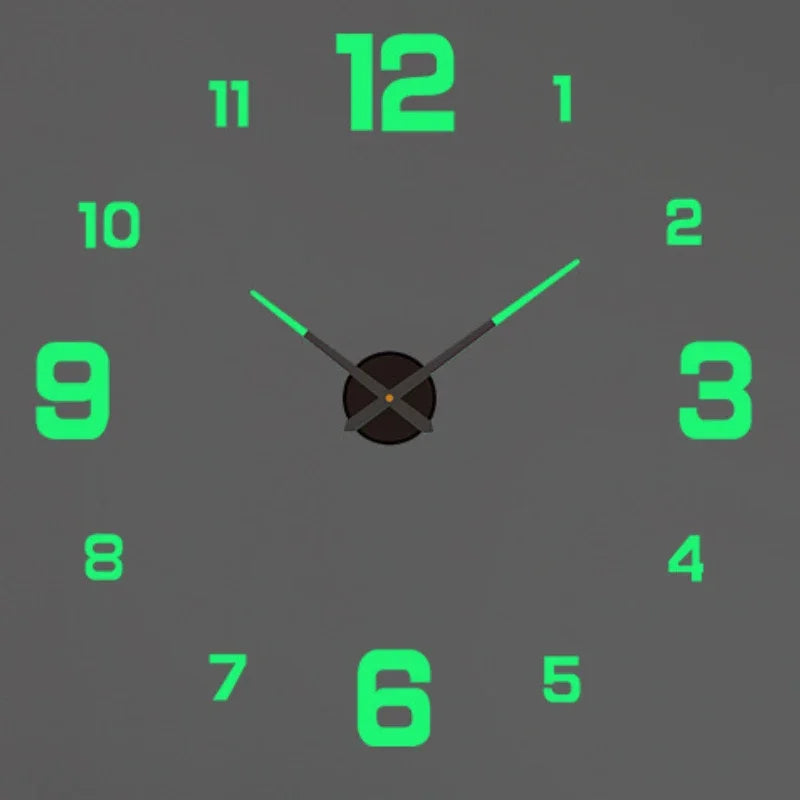 Modern 3D DIY Frameless Wall Clock – Acrylic Mirror Number Stickers Quartz Home Decor (40–130cm)