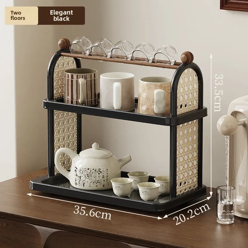 Multi-Purpose Cup Holder Organizer - Drying Rack for Coffee Mugs, Tea Cups & Kitchen Glassware with Space-Saving Design Peaceful Pleasures Health and Wellness L Black