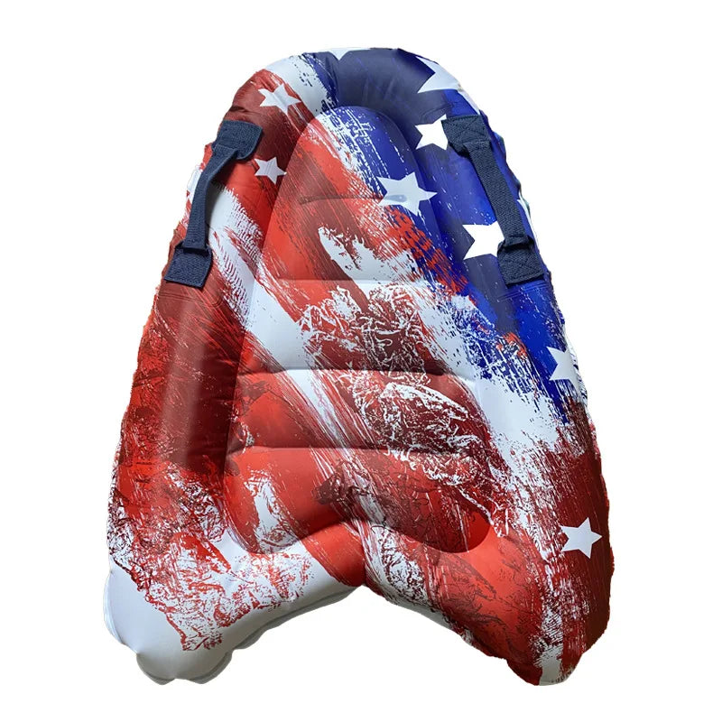 Inflatable Surfboard Portable Prone Board Beginner's Tour Lightweight Kickboard Water Skiing Board for Sea Surfing Peaceful Pleasures Health and Wellness American flag B