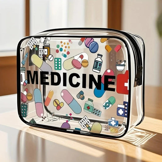 Medicine Cosmetic Bag Women Large Capacity Travel Organizer Easy Wipe Clean Toiletry Pouch Daily Use Trip Toiletry Travel Bag Peaceful Pleasures Health and Wellness