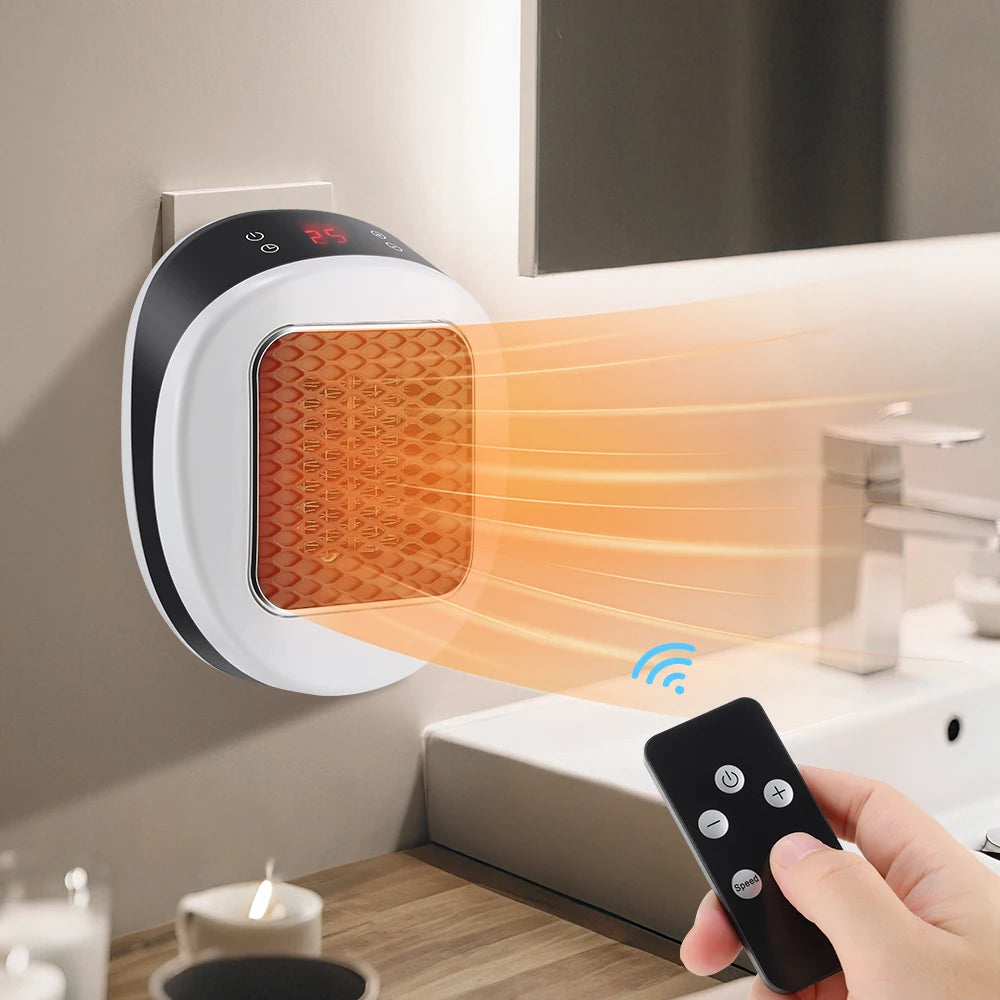 600W Home Electric Heater Winter Body Warmer Portable Wall Plug Space Heater with Remote Control Office Fast Heating Heater Mini Peaceful Pleasures Health and Wellness