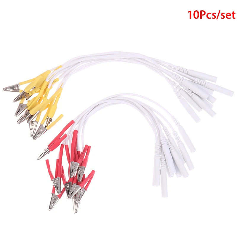 10-Pack Alligator Clip Cables for TENS EMS Acupuncture – 2mm Pin Electrode Clip Cables Peaceful Pleasures Health and Wellness