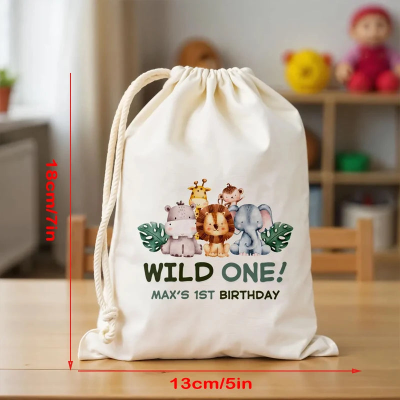 Personalized Wild One Jungle Birthday Favor Bags – Set of 4 Party Favor Bags Peaceful Pleasures Health and Wellness