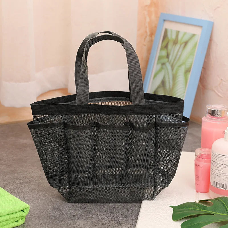 Portable Mesh Shower Caddy Tote Beach Bag Travel Storage Wash Bag Swimming Bath Bag Suitable for Outdoor Camping Quick Dry Tote Peaceful Pleasures Health and Wellness