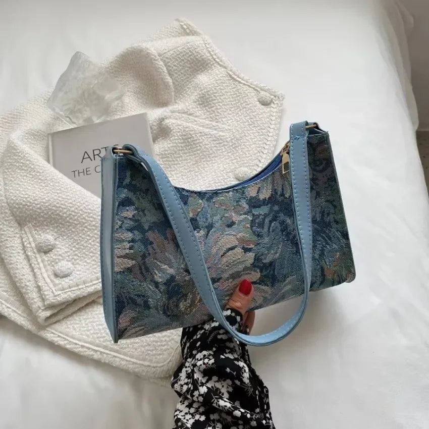 Women's Underarm Bags Autumn Trendy Oil Painting Shoulder Bag Cute