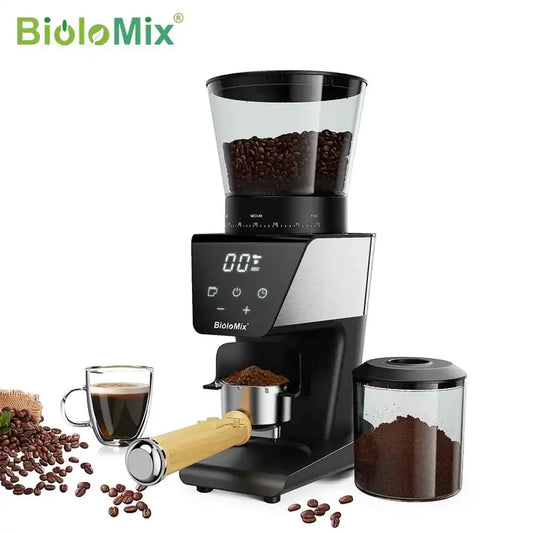 BioloMix Burr Coffee Grinder – 30 Grind Settings, LCD, 300W Coffee Grinder BioloMix