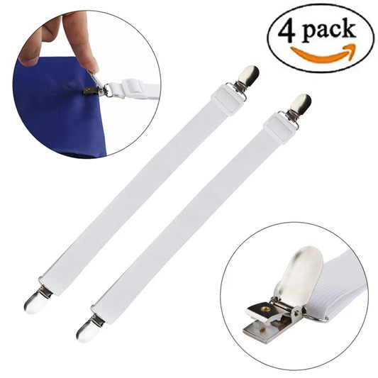 4pcs Adjustable Bed Sheet Fasteners Straps Elastic Mattress Cover Corner Holder Clip Grippers Suspender Cord Hook Loop Clasps Peaceful Pleasures Health and Wellness